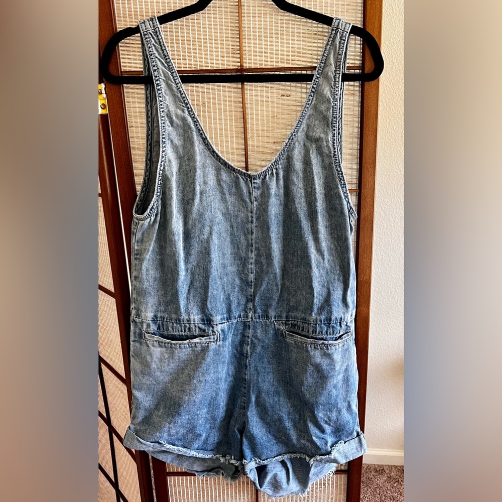 One x one teaspoon denim sleeveless shortalls romper